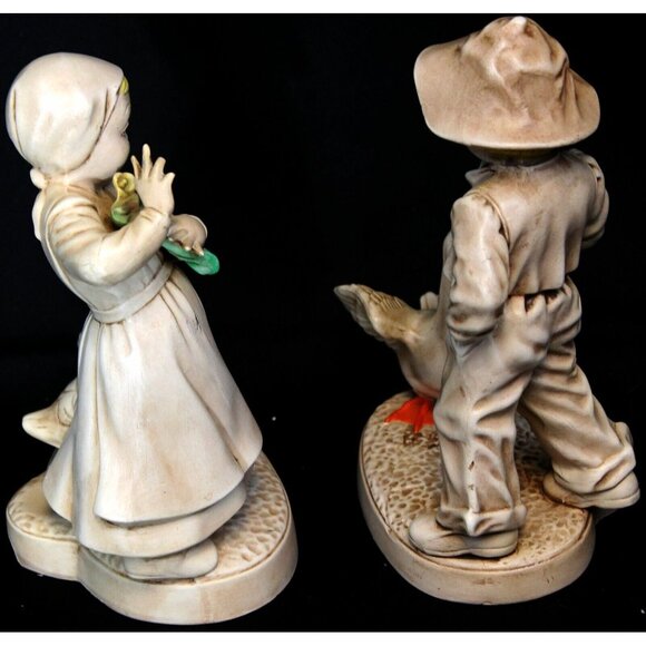 VTG 1960s Holland Mold Dutch Girl & Boy Geese Duck Figurines Ceramic Light Color - Picture 4 of 9